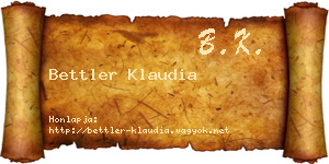 Bettler Klaudia névjegykártya
